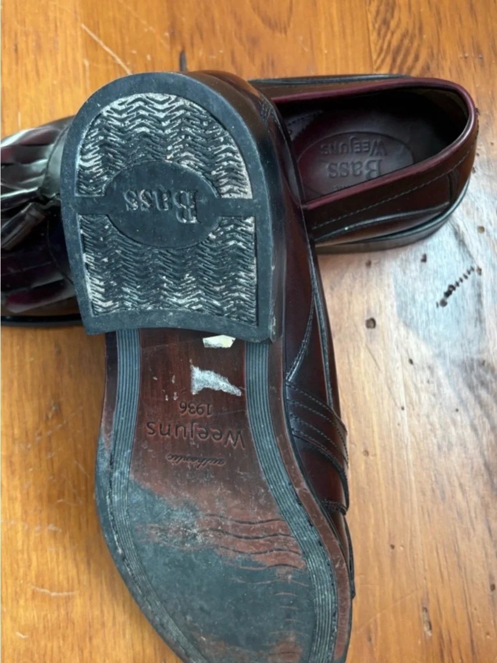 Bass Men's Tassel Kiltie Loafers in Burgundy Brown